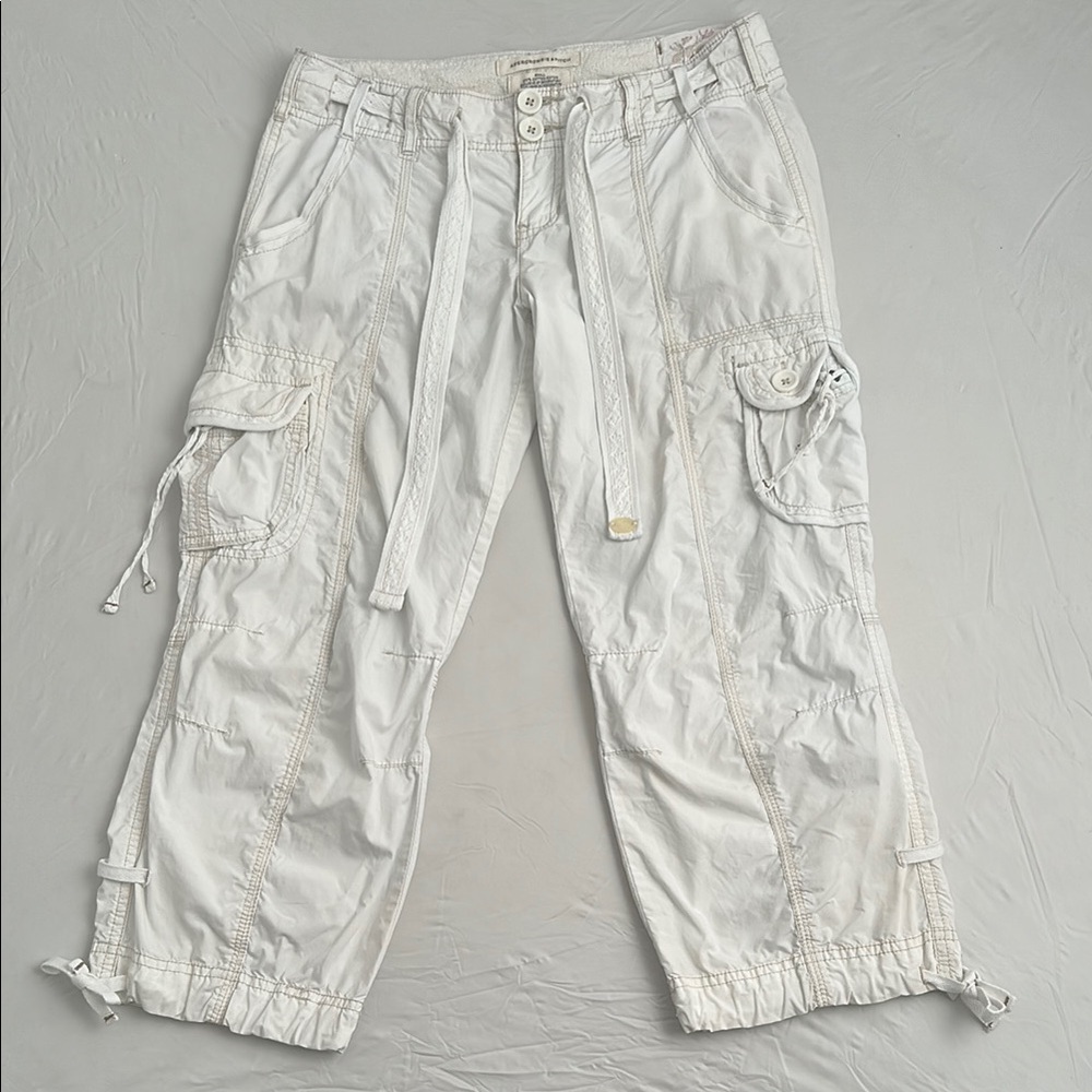 Abercrombie and Fitch Renee vintage Y2K white cropped cargo capri pants - Picture 5 of 13